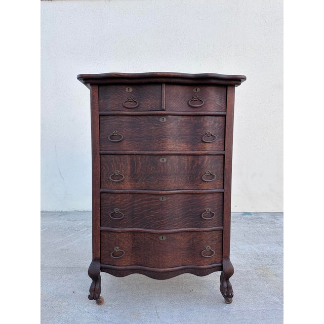 French Antique Tiger Oak Chest on Casters For Sale - Image 3 of 6