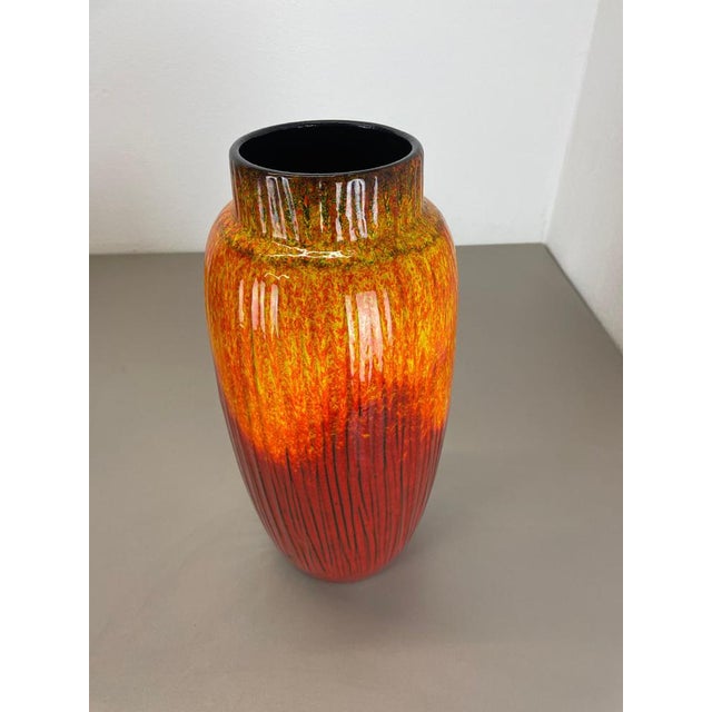 Large Pottery Fat Lava Supercolor Floor Vase attributed to Scheurich, 1970s For Sale - Image 4 of 18