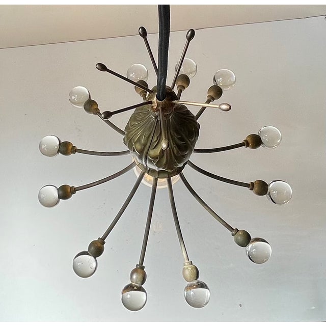 Art Deco Bronze & Glass Octopus Chandelier attributed to Aage Rafn, 1920s For Sale - Image 6 of 13