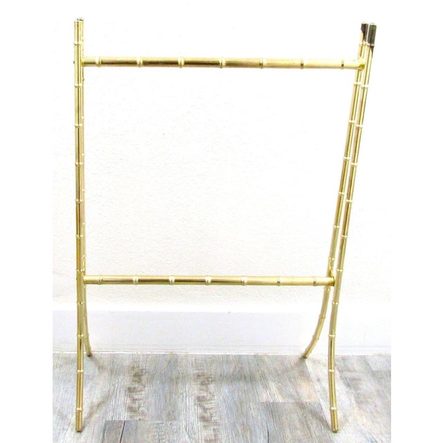 Metal Vintage Hollywood Regency Brass Bamboo Towel Holder For Sale - Image 7 of 10
