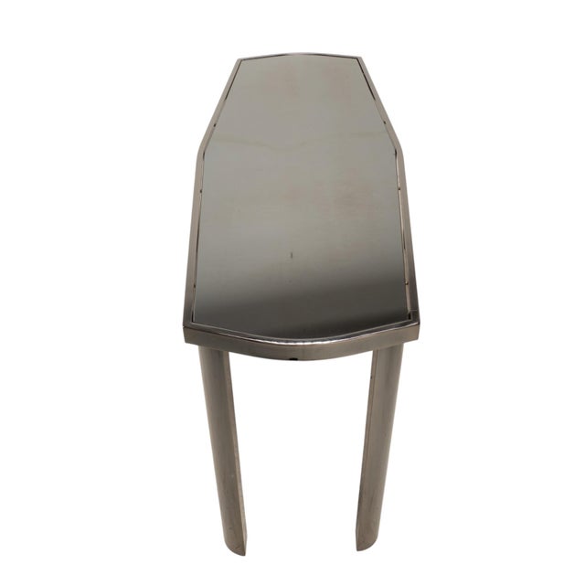 1970s Dia Design Institute America Smoked Glass and Chrome Sofa Console Table For Sale - Image 12 of 17