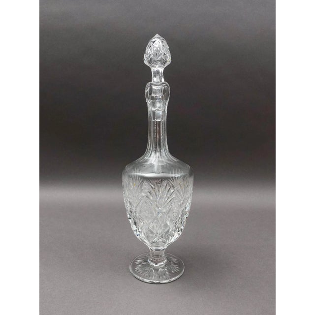 Mid-Century Modern Mid 20th Century St. Louis France Florence Pineapple Cut Crystal Wine Decanter With Stopper For Sale - Image 3 of 10