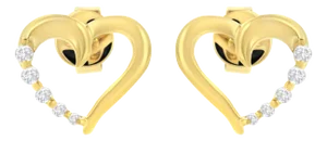 14K Yellow Gold 1/8 Cttw Diamond Journey Heart Hoop Earrings