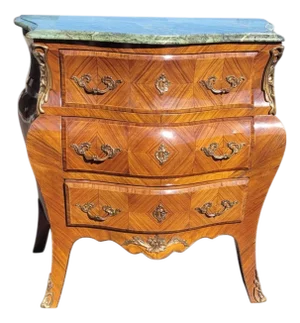 Late 20th Century French Marble Top Parquet End Table or Nightstands