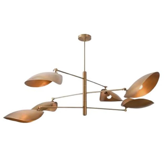 Handcrafted Solid Brass Mobile Chandelier With Adjustable Shades For Sale - Image 6 of 8