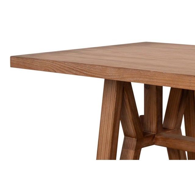 Farmhouse Rustic Trestle Dining Table in Aged Pine, 98 Inch For Sale - Image 3 of 11
