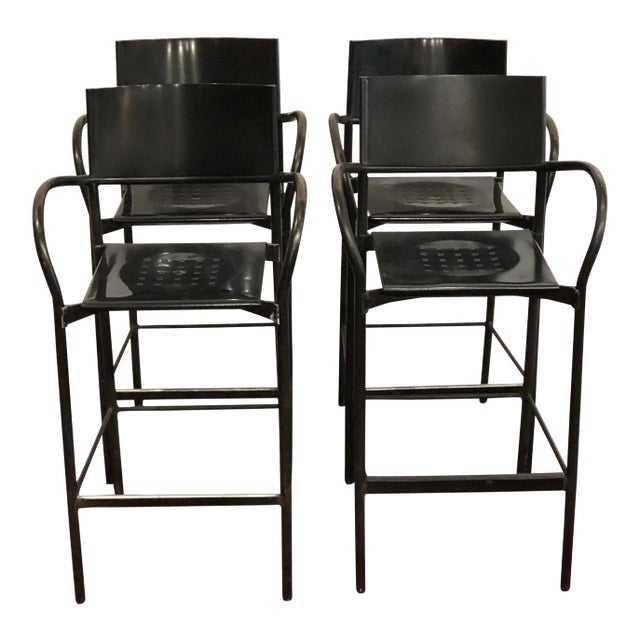 1980s Vintage Carlo Bertoli Segis Breeze Bar Chairs- Set of 4 For Sale