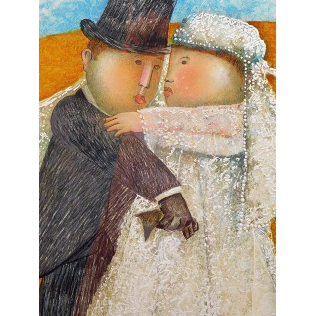 "Les Jeunes Maries" Contemporary Figurative Wedding Scene Print by Graciela Rodo Boulanger, Framed For Sale - Image 12 of 12