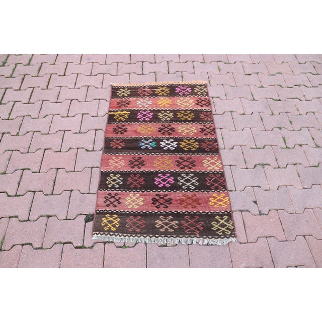 1970s Antique Southwestern Striped Design Nomadic Wool Kilim Rug For Sale - Image 10 of 10