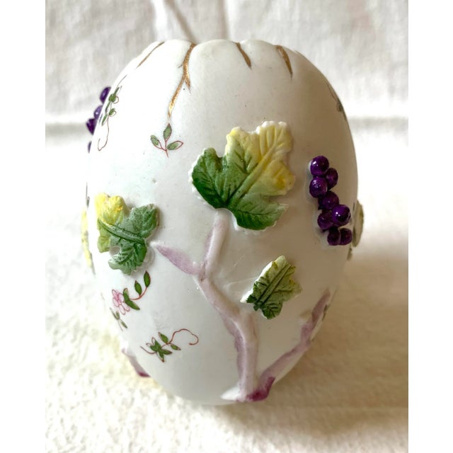 Ardalt Vintage 1920s Bisque Flower Vase With Egg Basket For Sale - Image 4 of 5