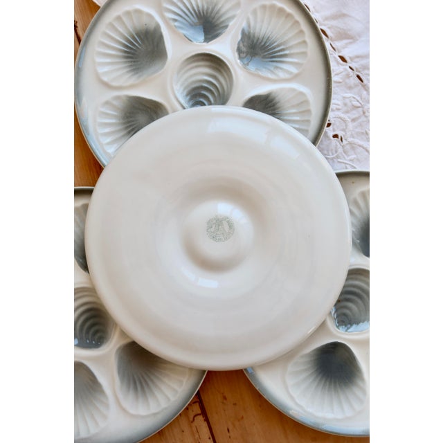 Vintage Oyster Plates in Blue-Grey Gradient Earthenware from Moulin des Loups, 1970s, Set of 4 For Sale - Image 6 of 8