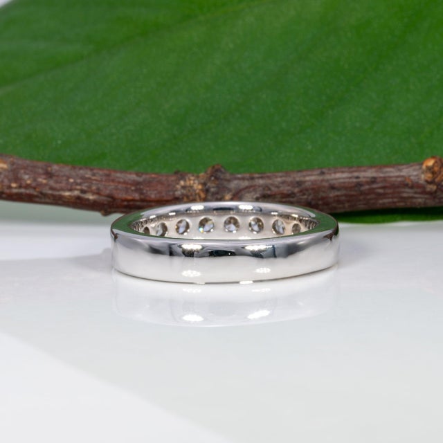 Silver Diamond Estate Band With 9 Earth-Mined Diamonds in Solid 14k Gold, Size 6.75 For Sale - Image 8 of 8