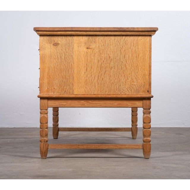 Freestanding Oak Desk attributed to Henning Kjærnulf, Denmark, 1960s For Sale - Image 10 of 16
