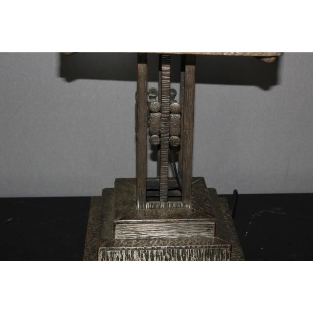 Art Deco Wrought Iron Lamp, 1930 For Sale - Image 6 of 11