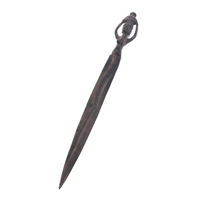 1970s Vintage Handcarved Iroko Wood Letter Opener For Sale - Image 5 of 11