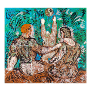 Sandro ChiaHuge 6X6 Lithograph Italian Post Modernist Figurative Pop Art Children's Holiday, 1984