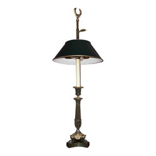 1920s French Empire Patinated Bronze Tole Candlestick Lamp For Sale