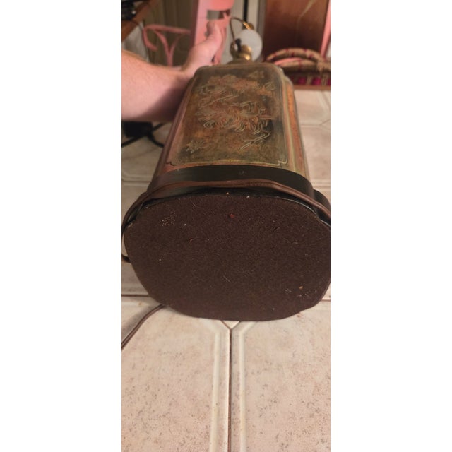 Vintage Frederick Cooper Chinoiserie tea canister table lamp featuring an octagonal tole-style body with beautifully...