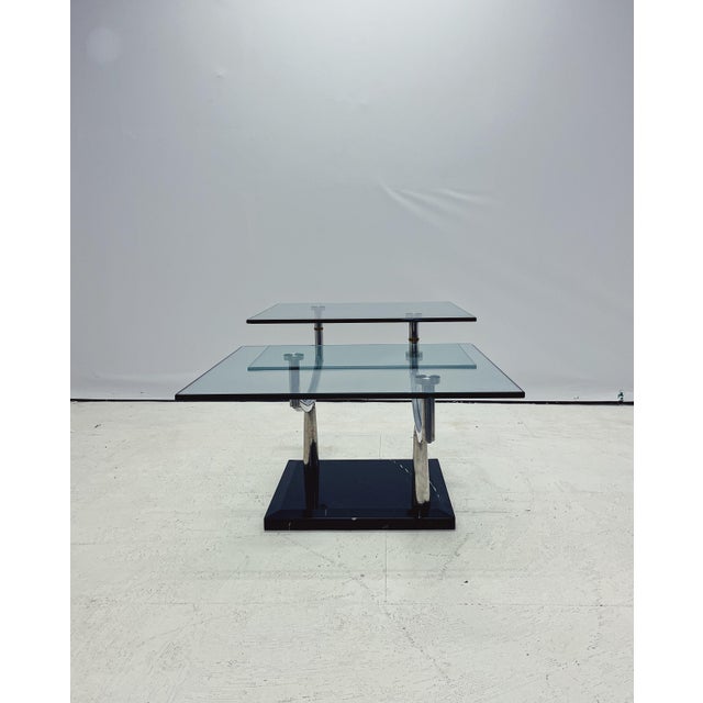 Vintage Danish Glass Coffee Table with Two Levels For Sale - Image 6 of 11