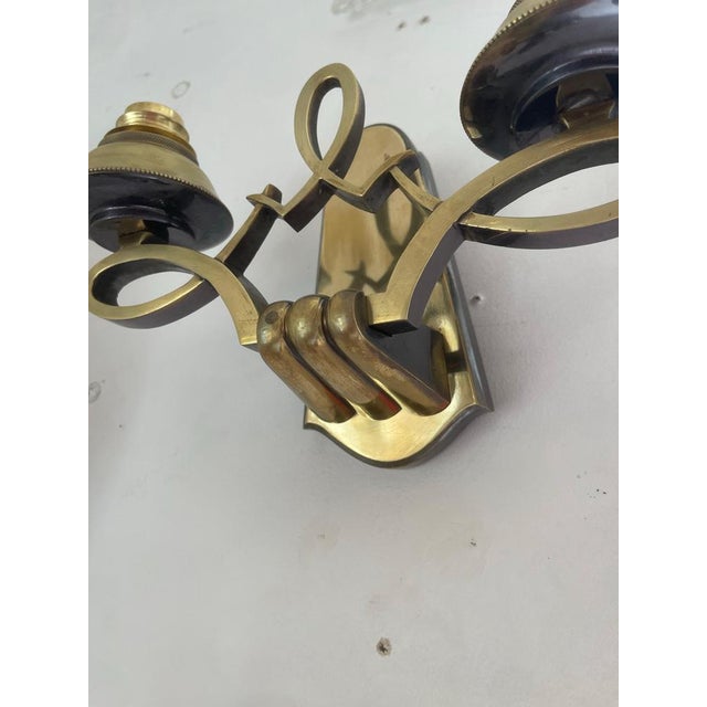 French Art Deco Bronze Wall Sconces from Liberos Paris, 1940s, Set of 2 For Sale - Image 4 of 10