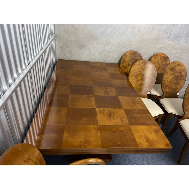 Early 21st Century Century Furniture Omni Dining Table With Eight Chairs, Contemporary, Art Deco, Burl For Sale - Image 5 of 17
