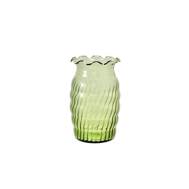 Green Swirled Glass Vase For Sale - Image 4 of 4