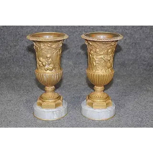 Traditional Pair of French Gilt Bronze Vases For Sale - Image 3 of 8