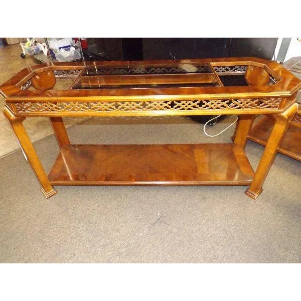 Mid-Century Modern Mahogany & Beveled Smoke Glass Coffee Table For Sale - Image 9 of 10