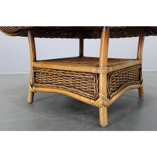 Vintage Organic Rattan Armchair and Round Coffee Table Set, 1990s, Set of 2 For Sale - Image 17 of 18
