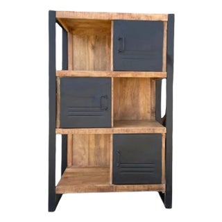 Live Edge Industrial Mango Wood Bookcase For Sale