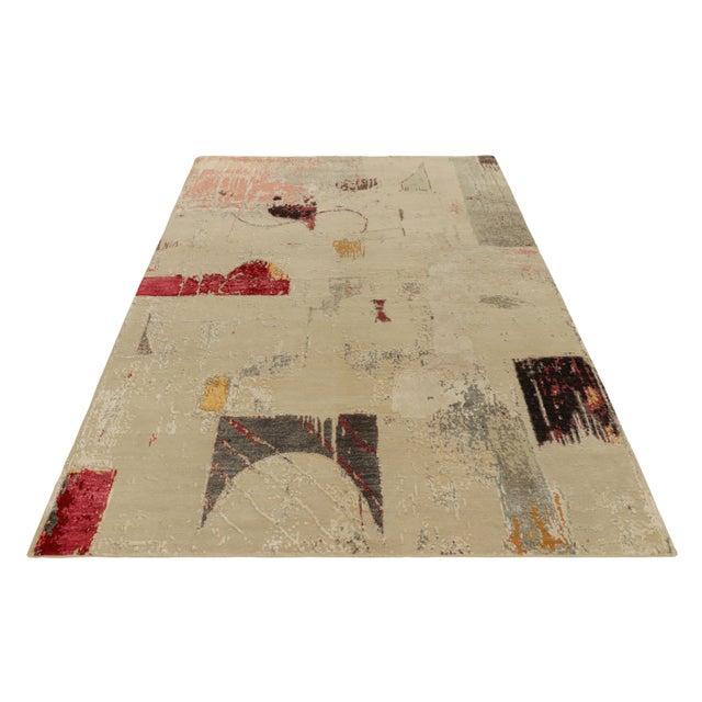 2010s Rug & Kilim’s Abstract Rug in Off-White With Colorful Geometric Patterns For Sale - Image 5 of 7