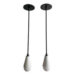 Pair of Apparatus Studio Triad 1 Pendants in Blackened Brass and Porcelain For Sale