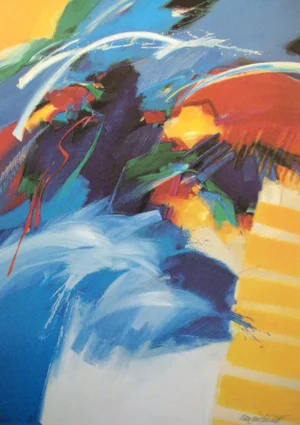 1980s "Cabana 103" Abstract Offset Lithograph by Mary Jane Schmidt