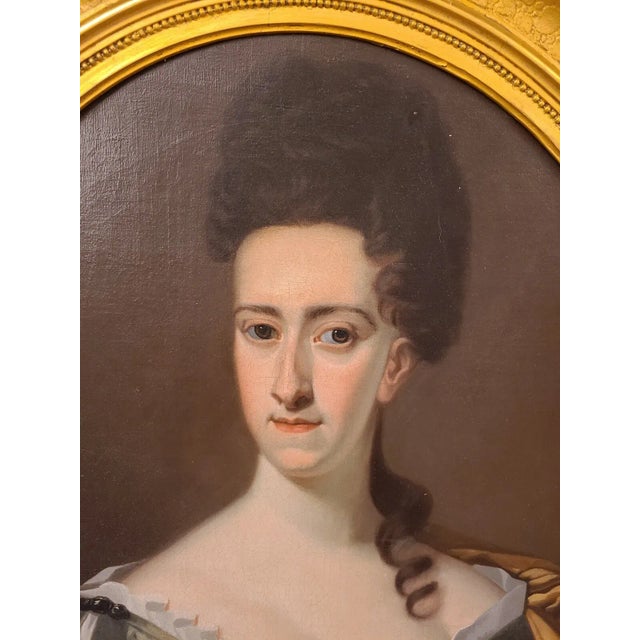 English Antique 17th Century English Oil Portrait Painting Woman Michael Dahl Old Master, Framed For Sale - Image 3 of 7