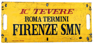 Vintage Italian Double-Sided Metal Train Route Sign: Roma Termini to Firenze SMN, 1970s