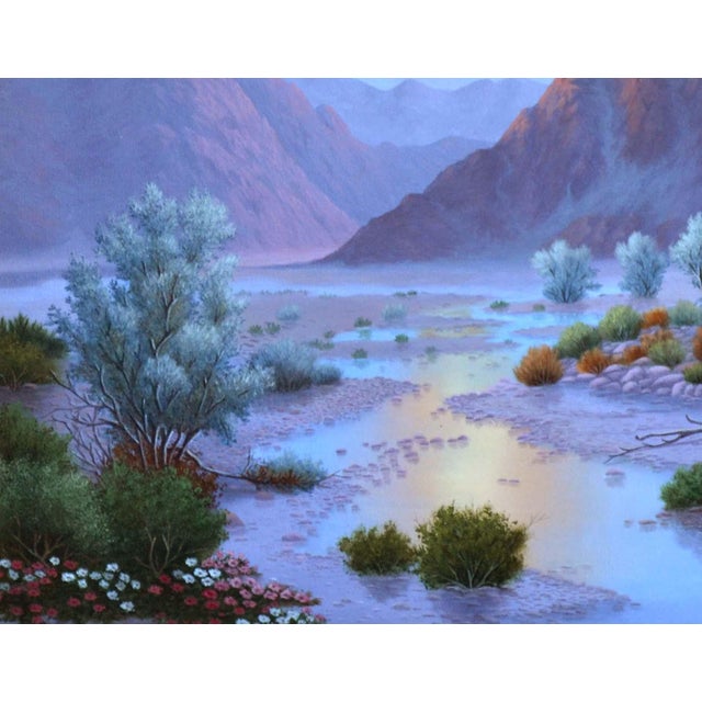 1970s Vintage Sunset Landscape Painting, Oil on Canvas, Signed by Leyette Edens For Sale - Image 5 of 8