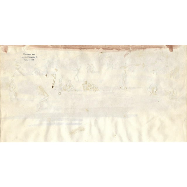 Mid-Century Modern 1955 Marianna Van Rossen Hoogendyk Park Scene Watercolor For Sale - Image 3 of 3
