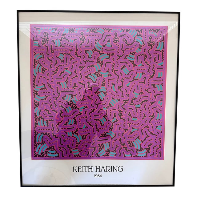 Vintage Keith Haring 1986 Poster | Untitled Pink Dancers 1984 | Nouvelles Images France | Original Vintage Pop Art Poster For Sale