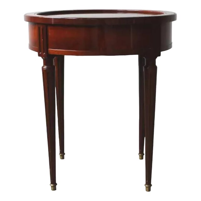 Vintage Pedestal Table in Mahogany and Marble For Sale