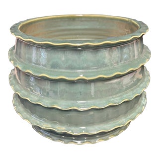 Vintage Celadon-Style Glazed Planter For Sale