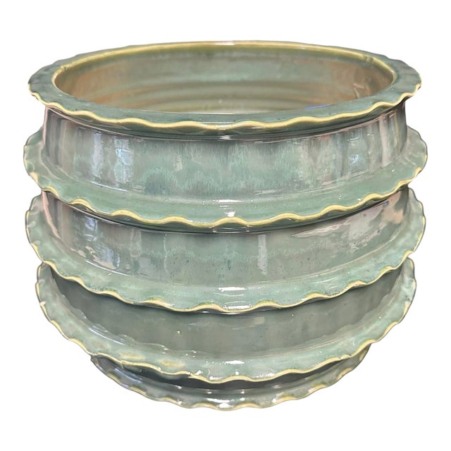 Vintage Celadon-Style Glazed Planter For Sale