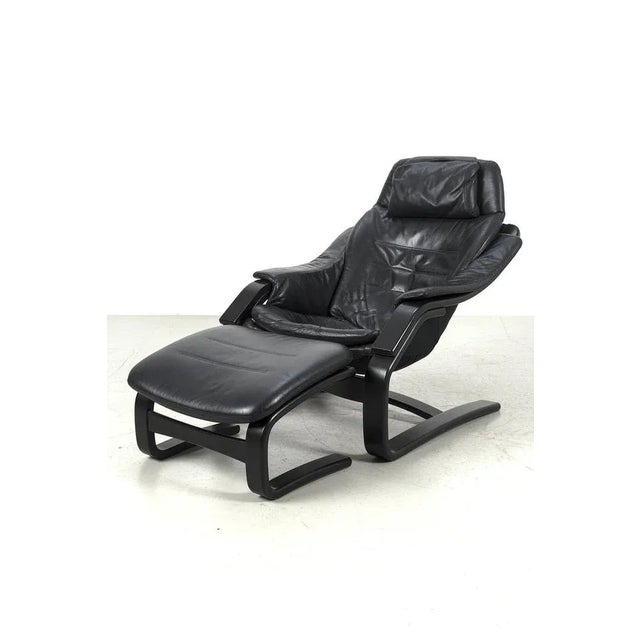 Vintage Floating Lounge Chair with Footstool, Set of 2 | Chairish