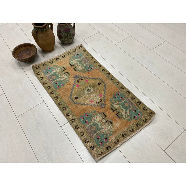 Turkish Vintage Anatolian Small Floral Carpet For Sale - Image 3 of 5