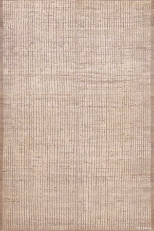 Nazmiyal Collection Light Cream Minimalist Modern Soft Wool Pile Modern Rug