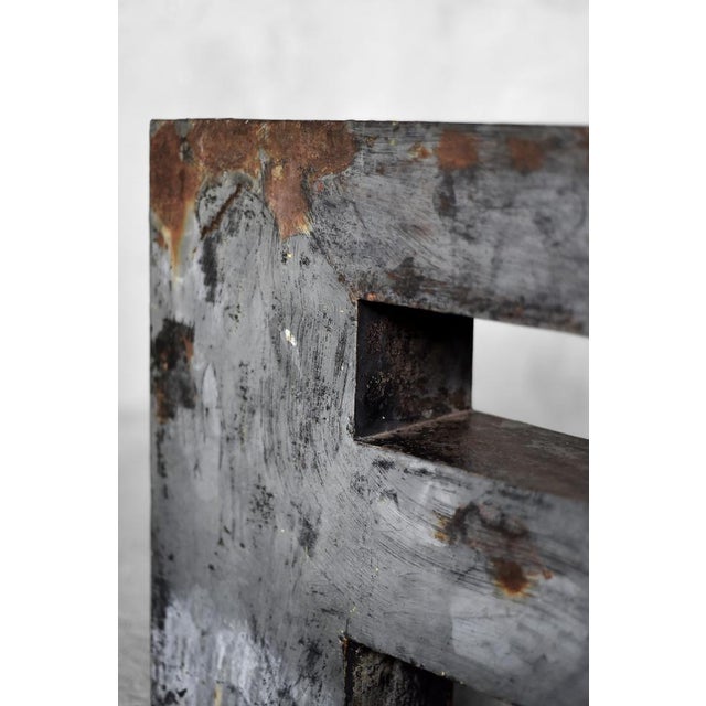 Large Vintage Polish Industrial Metal Letter R, 1950s For Sale - Image 6 of 12