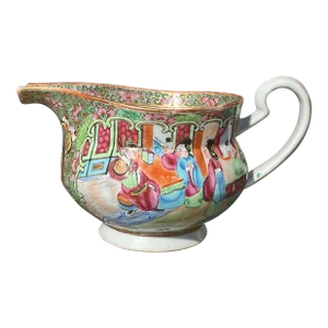 Antique Famille Rose Medallion Hog Nose Creamer