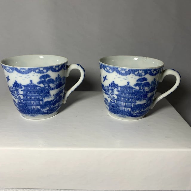 Antique Blue Willow Cups, a Pair For Sale - Image 9 of 9