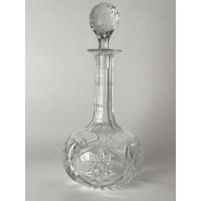 Antique Hand-Cut Crystal Whiskey Decanter with Faceted Stopper, 1900 For Sale - Image 9 of 17