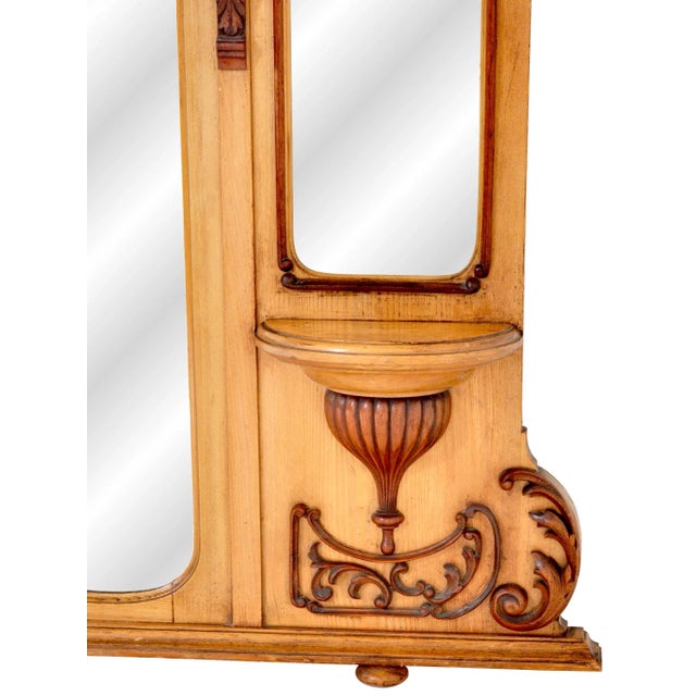 Wood Antique American Neoclassical Walnut and Ash Overmantel Mirror, circa 1870 For Sale - Image 7 of 7