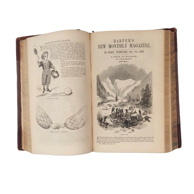 A bound volume of Harper's New Monthly Magazine Volume XXII (December 1860 to May 1861). Each volume is full of...